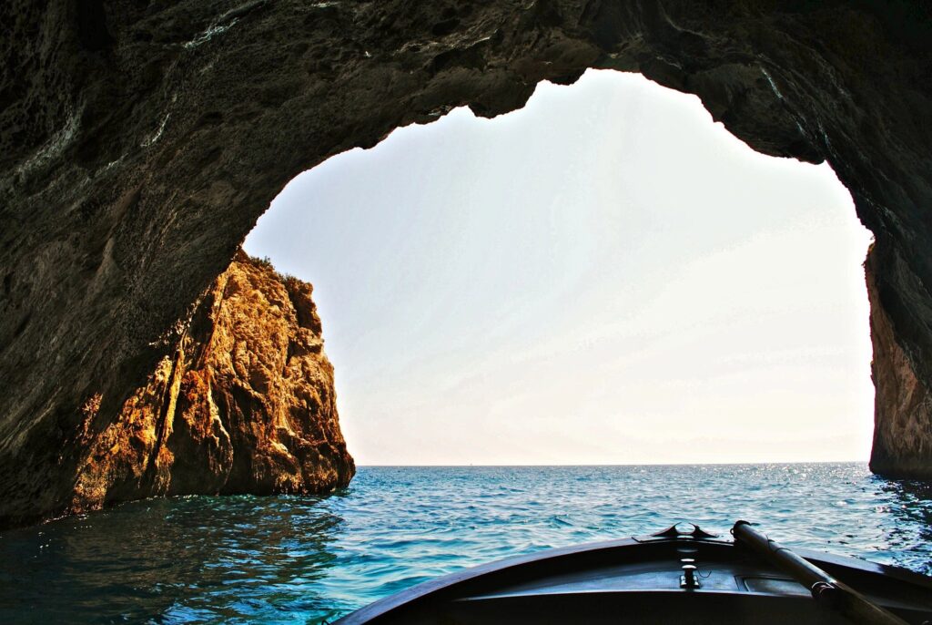 Cave entrance view from a boat.
